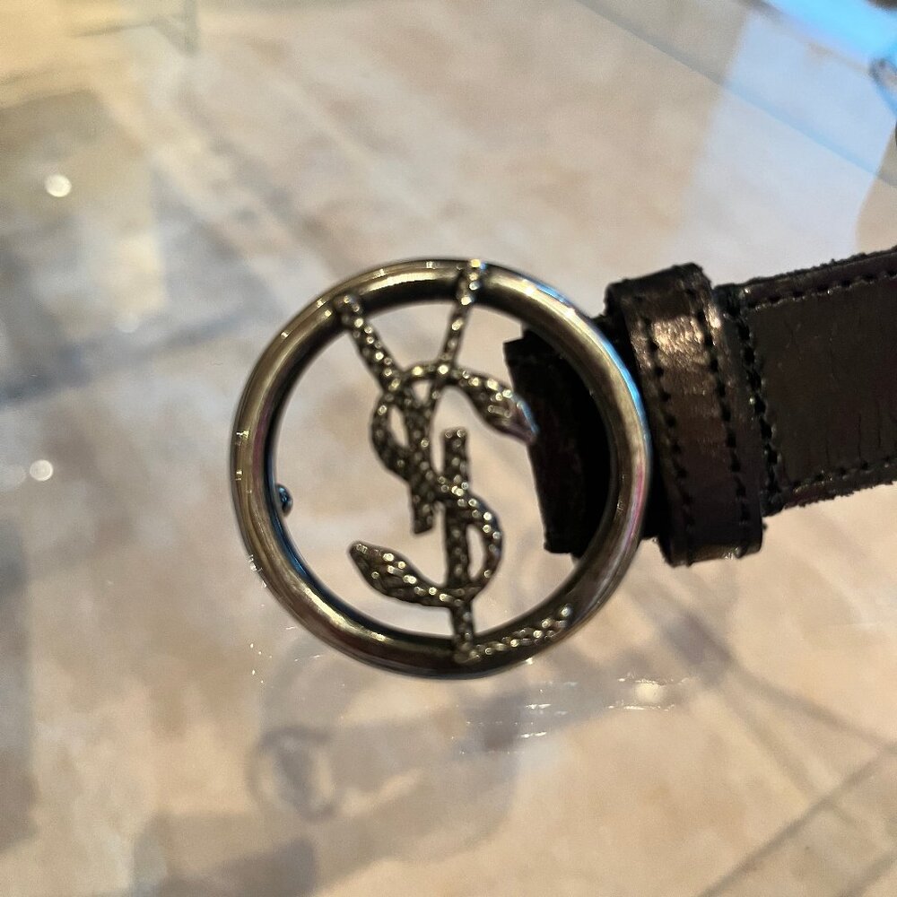 Yves Saint Laurent Leather Snake Monogram Belt